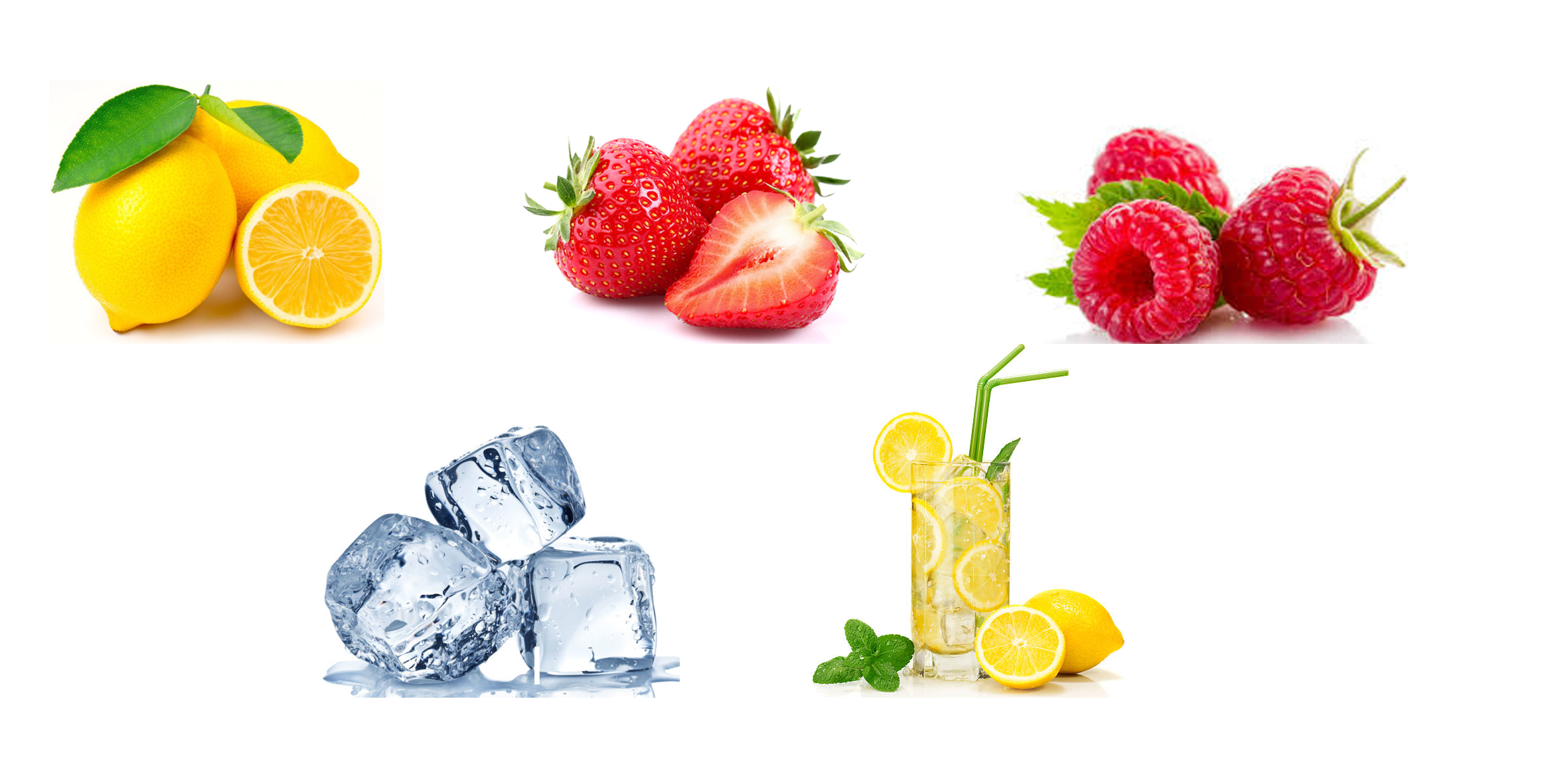 Bandeau arômes Pink Key — limonade, framboise, citron, fraise, touche fraîche