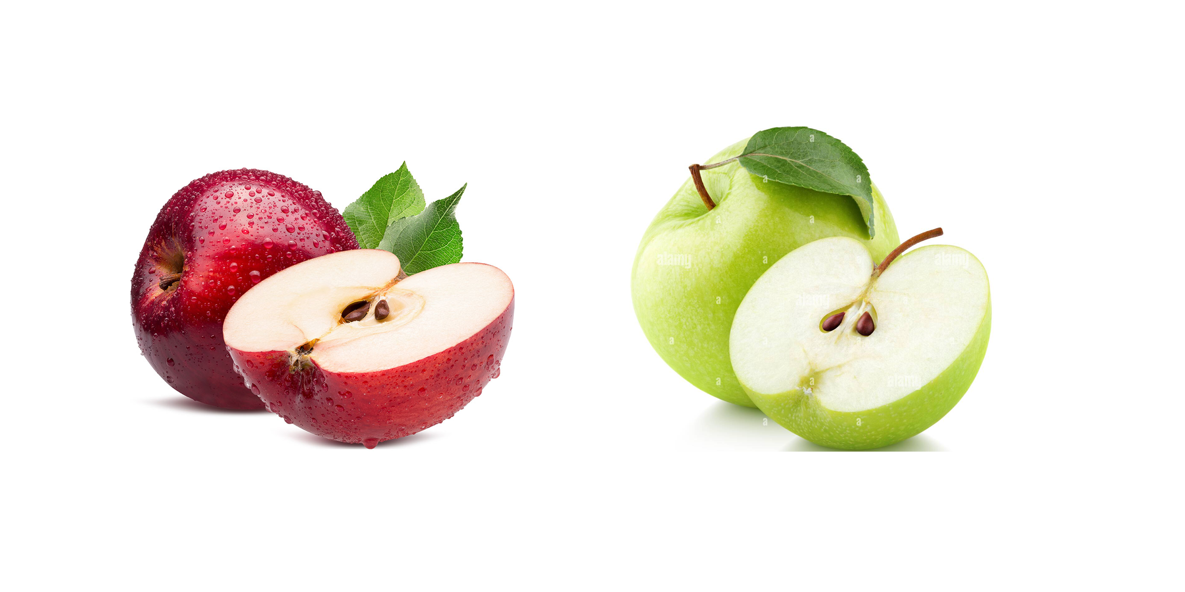 Pictogrammes Pomme verte et rouge